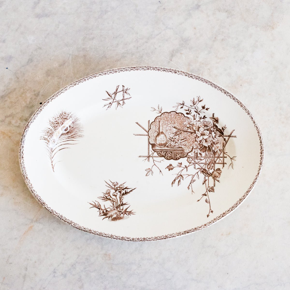 Succursale Transferware Platter With Birds & Feathers - elsie green - The French Kitchen