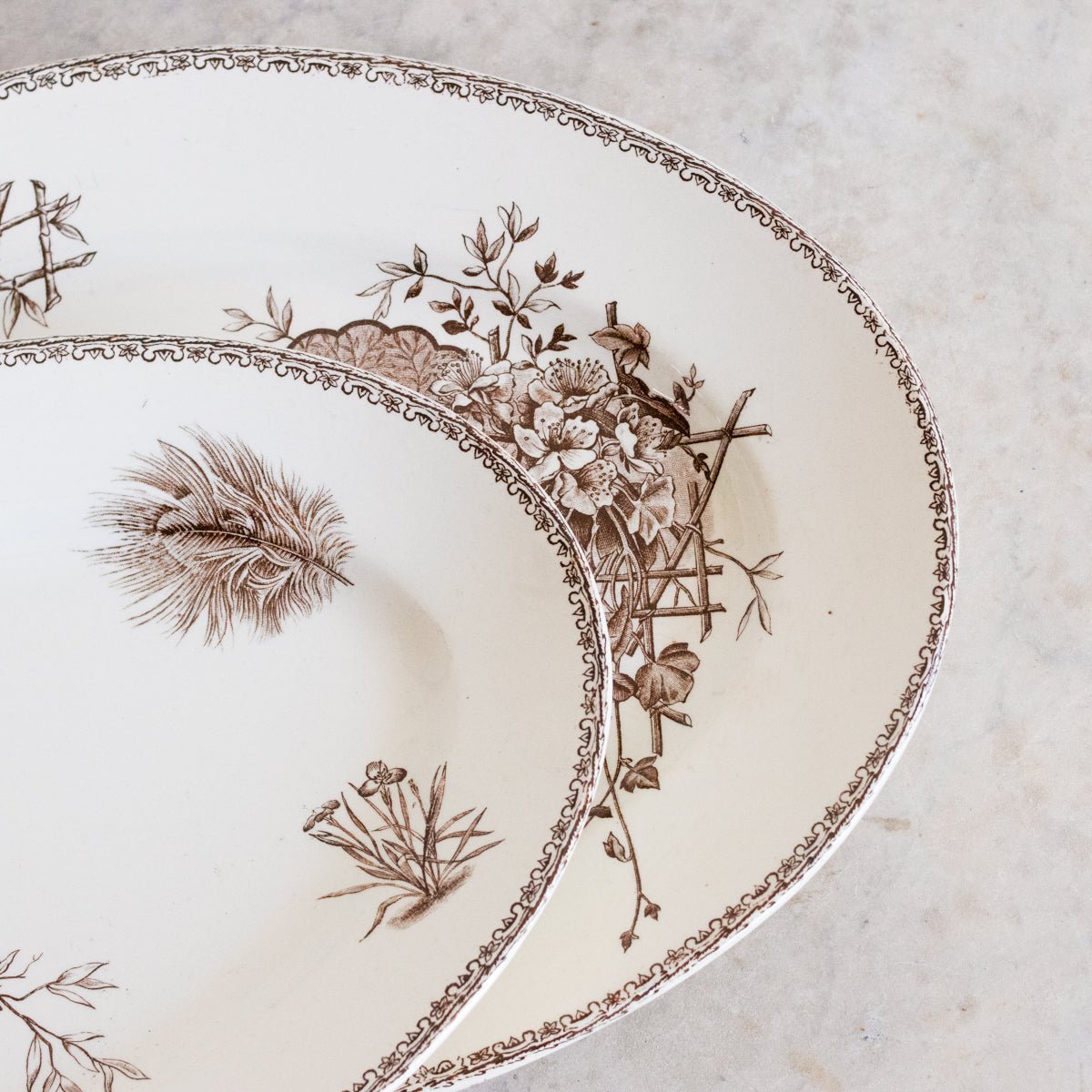 Succursale Transferware Platter With Birds & Feathers - elsie green - The French Kitchen