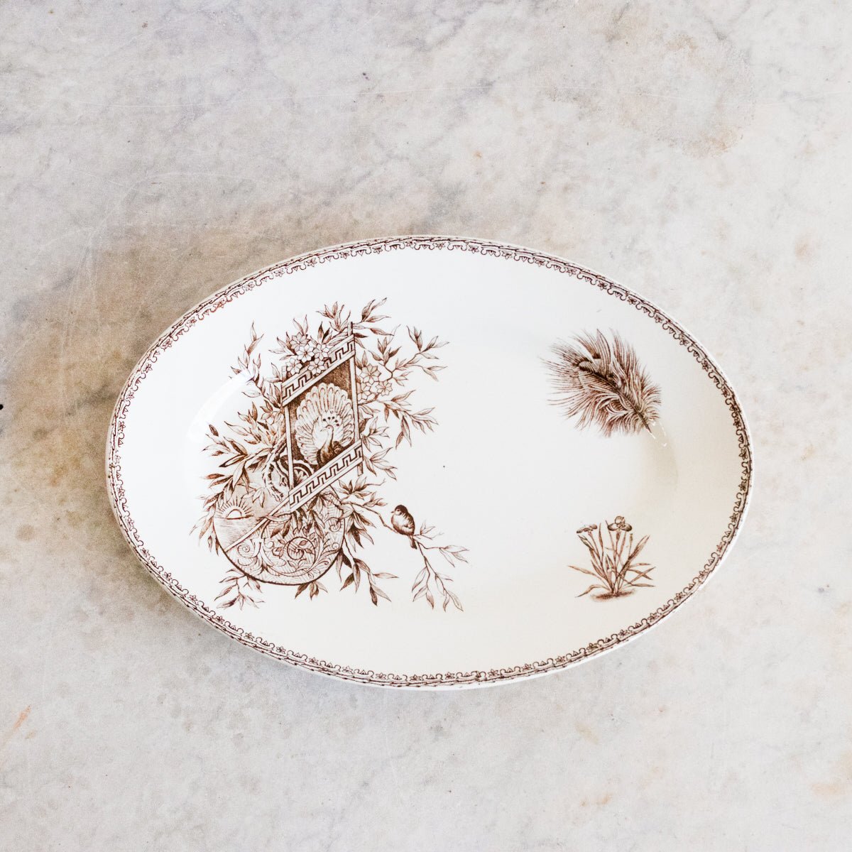 Succursale Transferware Platter With Birds & Feathers - elsie green - The French Kitchen