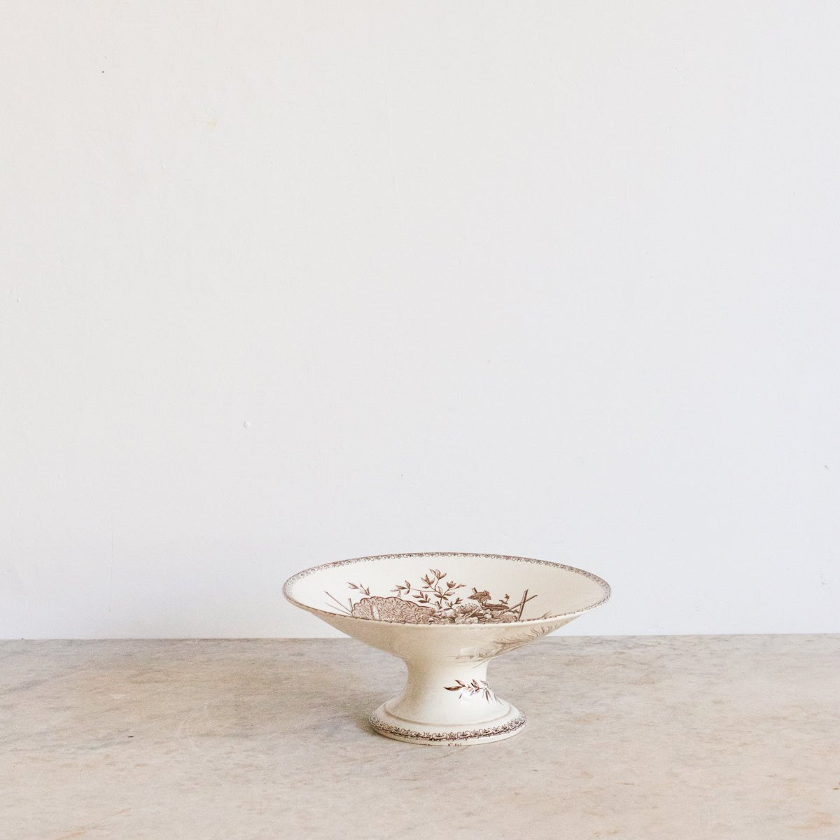 Succursale Transferware Serving Bowl With Bird And Feather - elsie green - The French Kitchen