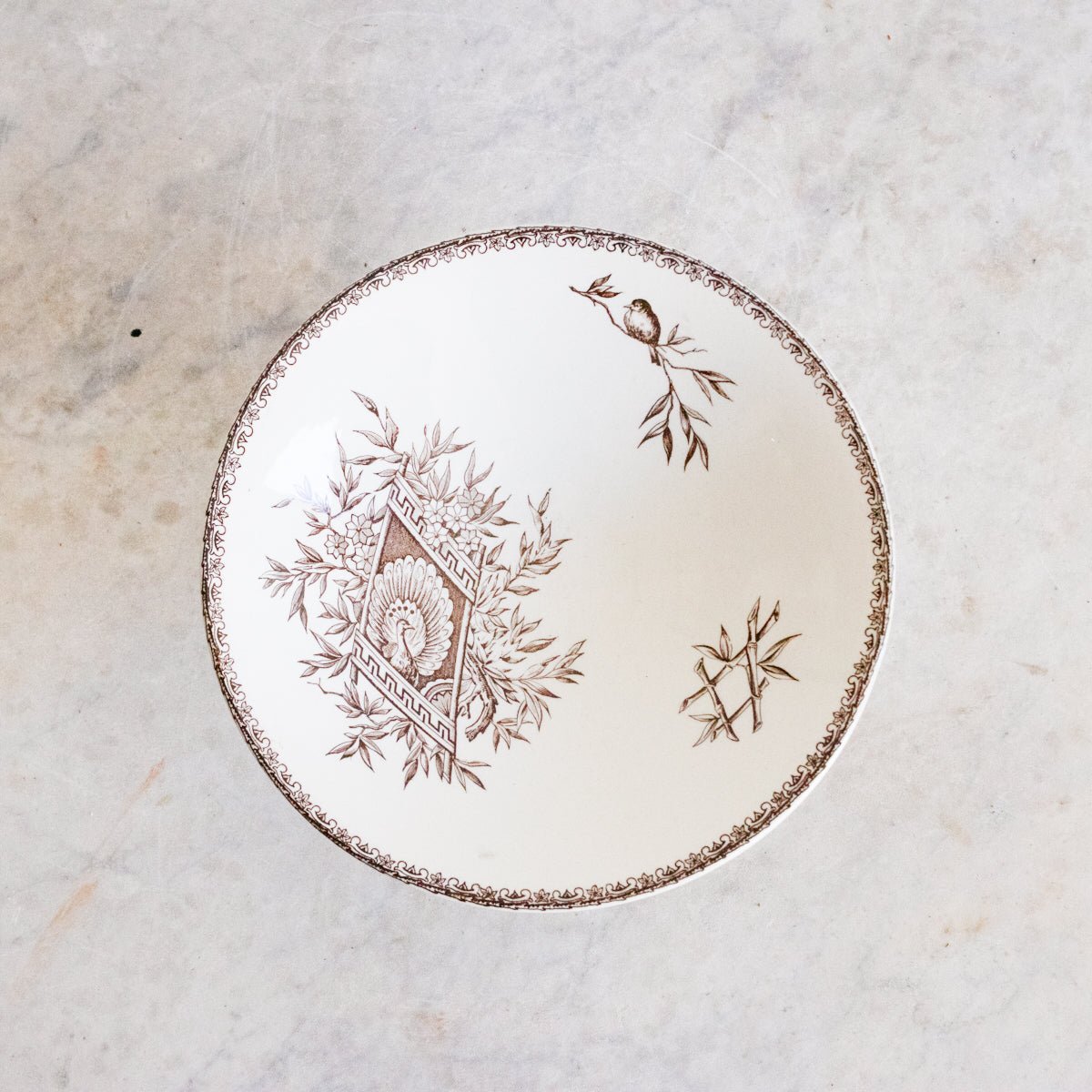 Succursale Transferware Serving Bowl With Bird And Feather - elsie green - The French Kitchen