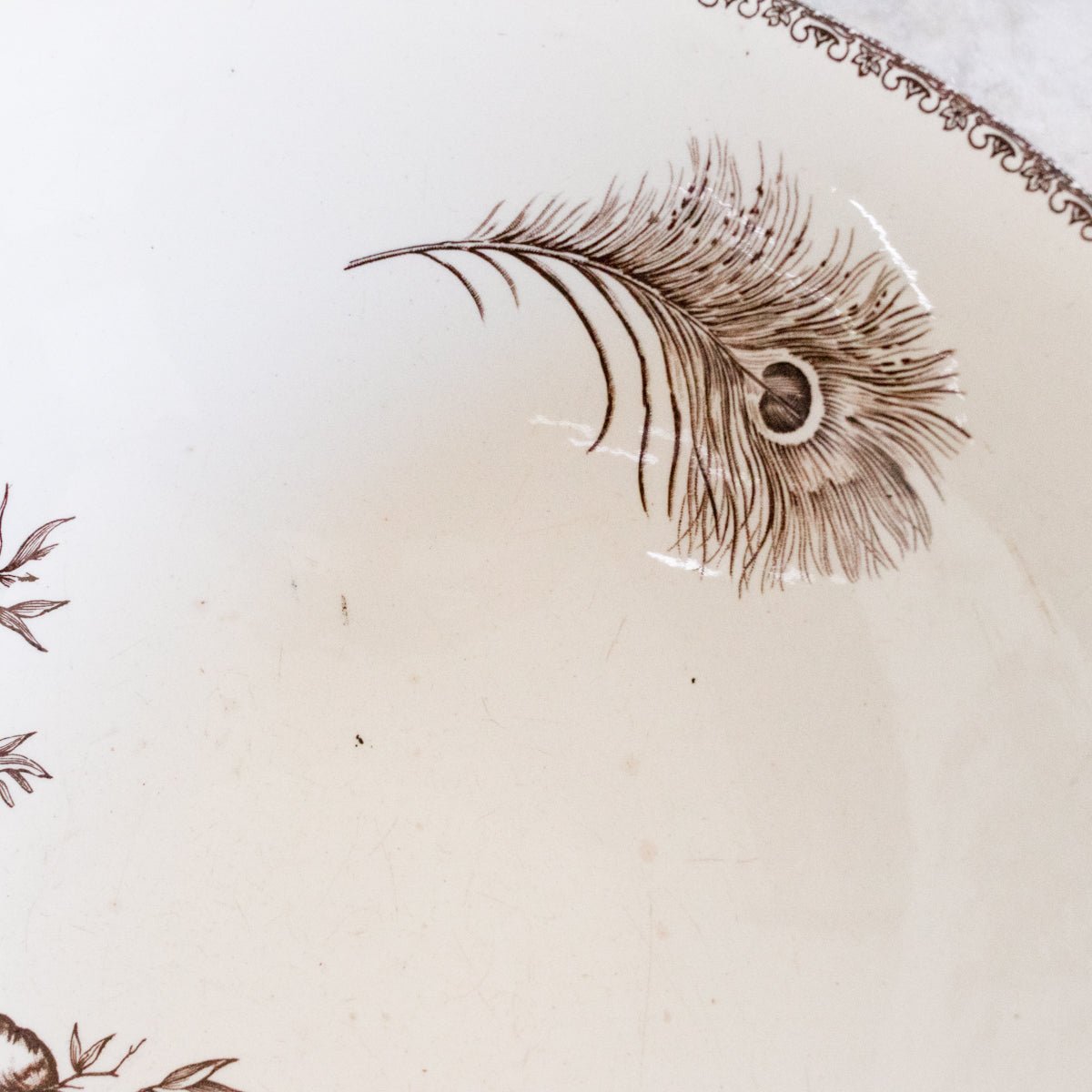 Succursale Transferware Serving Bowl With Birds & Feathers - elsie green - The French Kitchen
