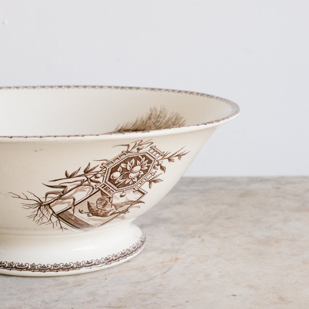 Succursale Transferware Serving Bowl With Birds & Feathers - elsie green - The French Kitchen