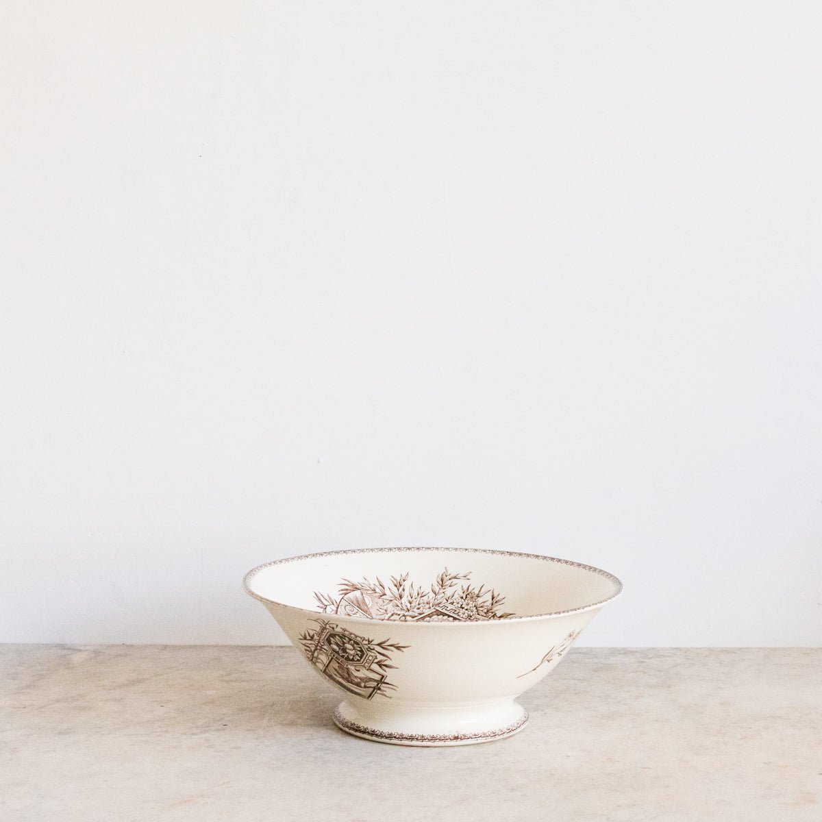 Succursale Transferware Serving Bowl With Birds & Feathers - elsie green - The French Kitchen