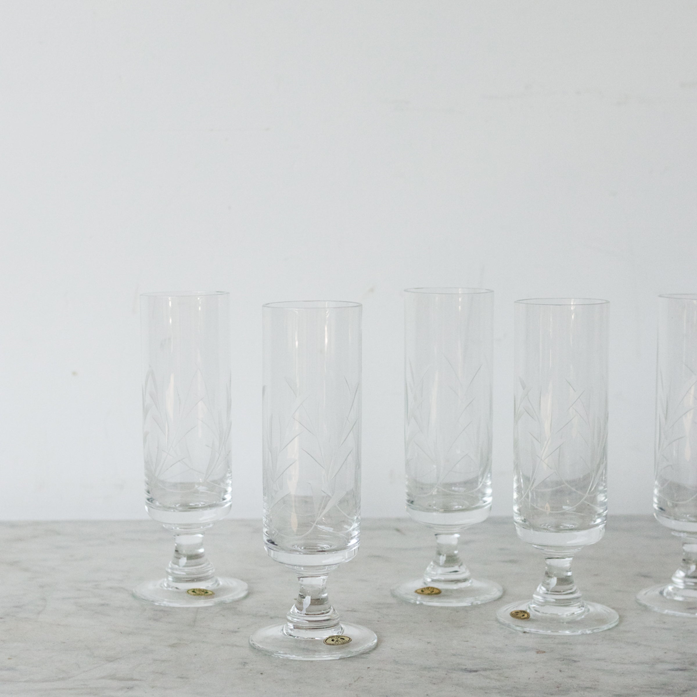 Vintage Engraved Glassware Set - Pairs - elsie green