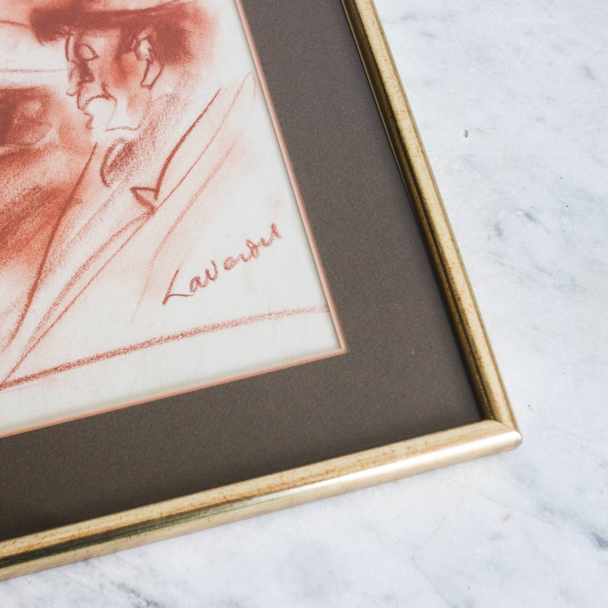 Three Figures in Conte Crayon Drawing - elsie green - art