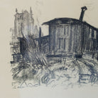 Train Car with Cathedral Drawing - elsie green - art