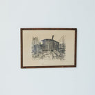 Train Car with Cathedral Drawing - elsie green - art