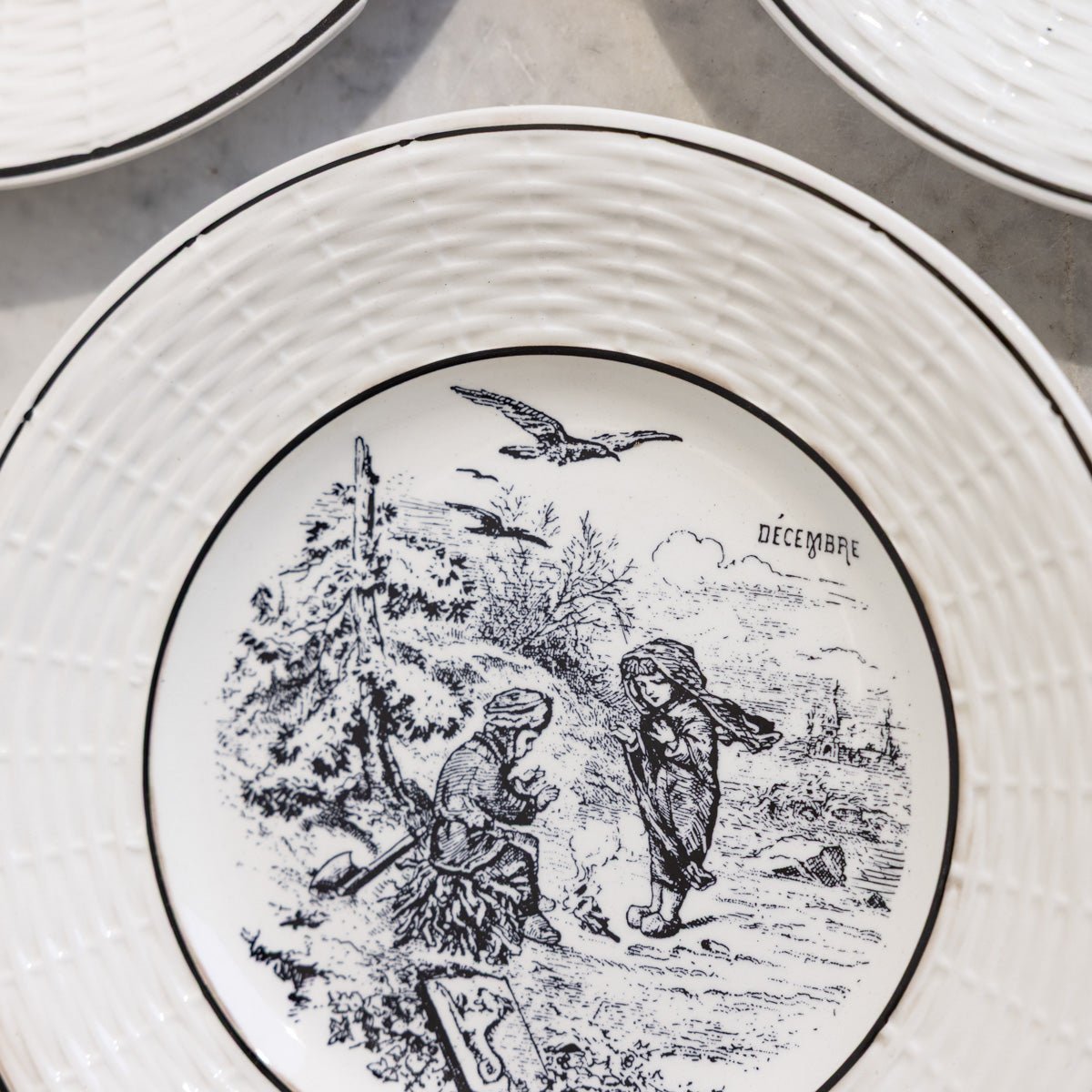 Transferware Les Mois Conversation Plate Set of 5 - elsie green - the french kitchen