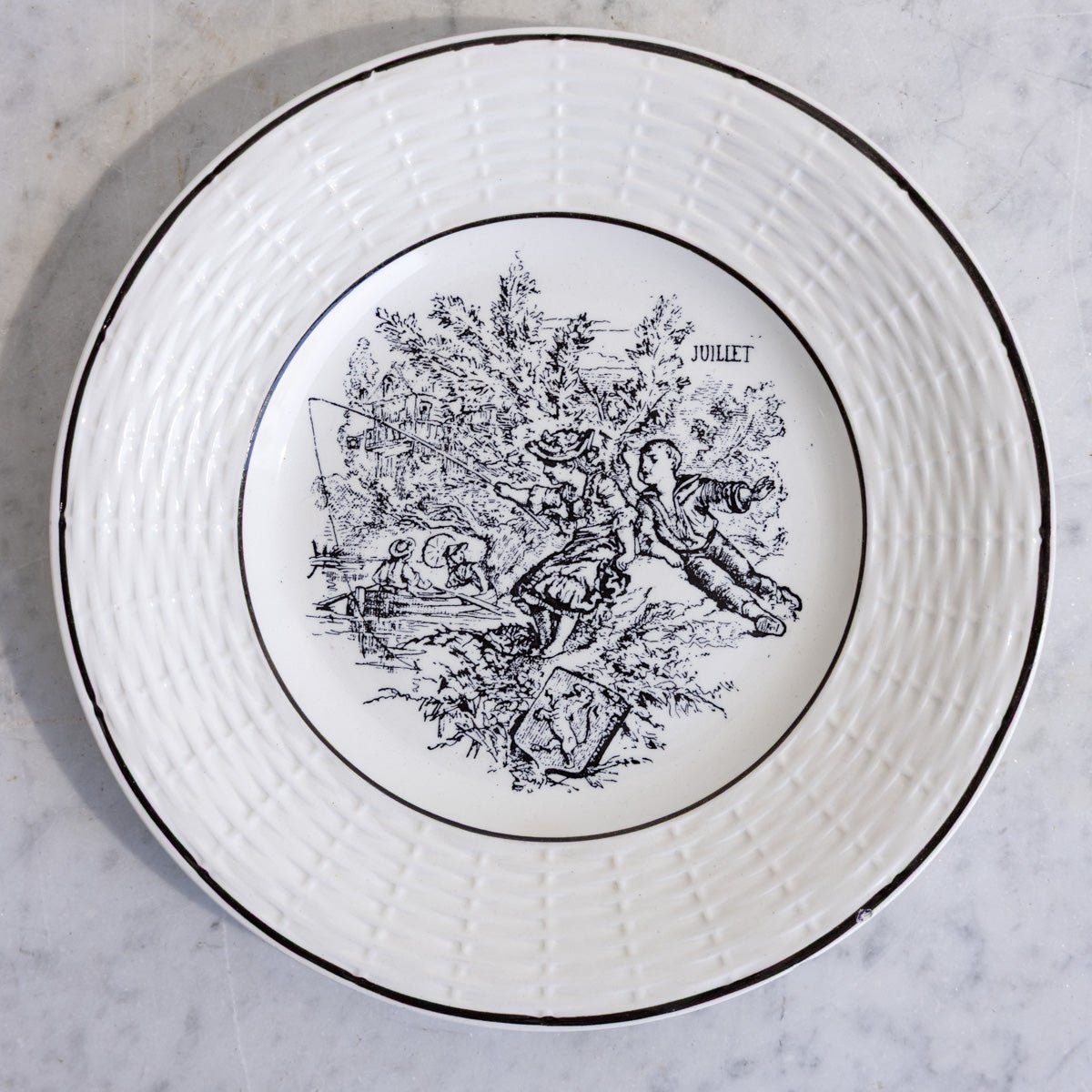 Transferware Les Mois Conversation Plate Set of 5 - elsie green - the french kitchen