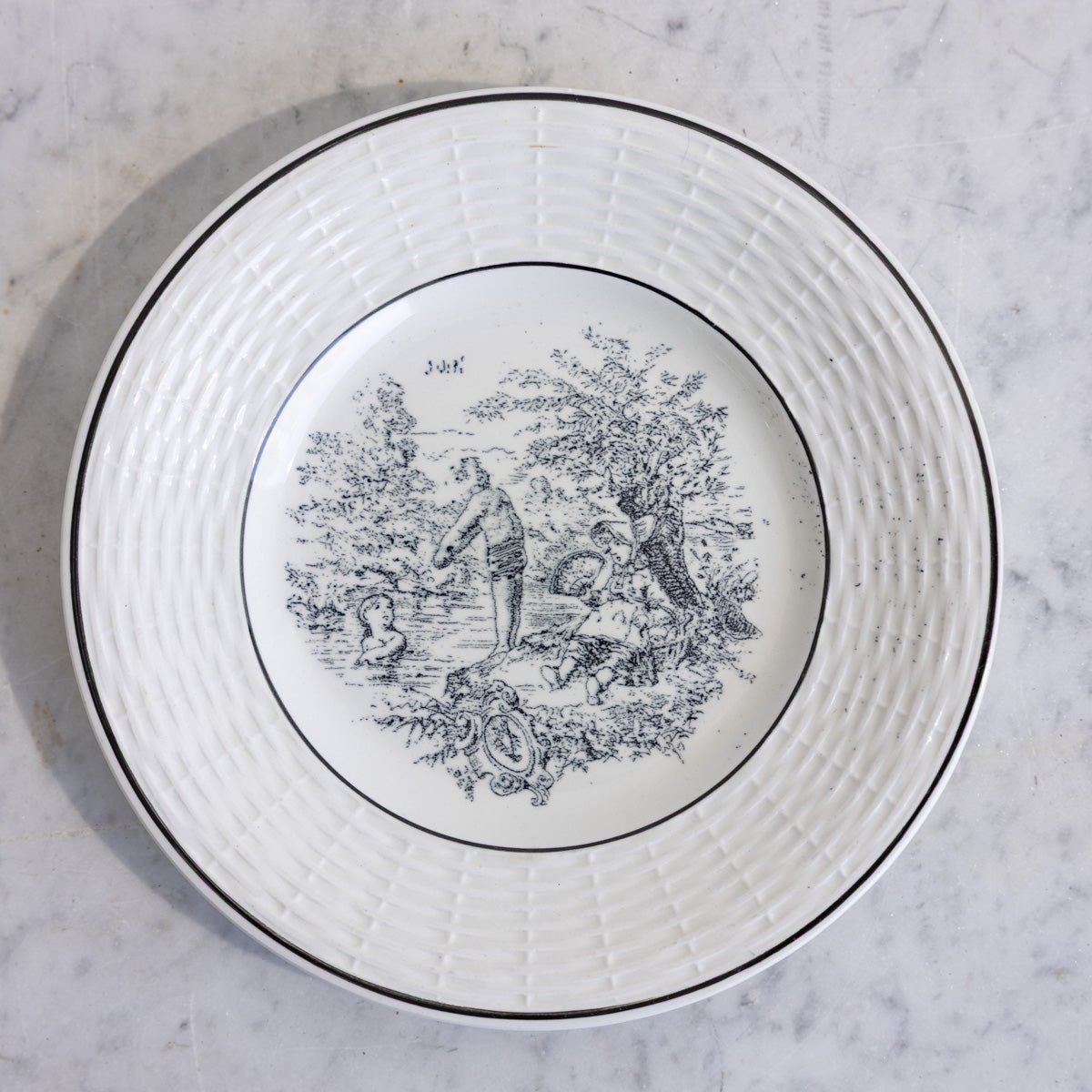 Transferware Les Mois Conversation Plate Set of 5 - elsie green - the french kitchen