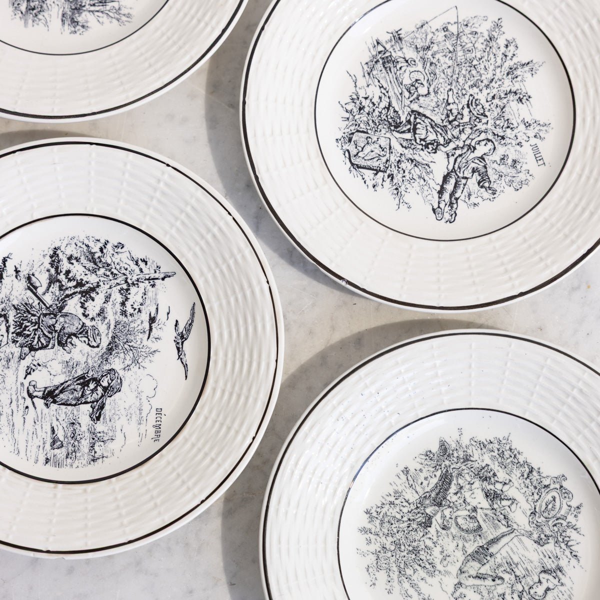 Transferware Les Mois Conversation Plate Set of 5 - elsie green - the french kitchen