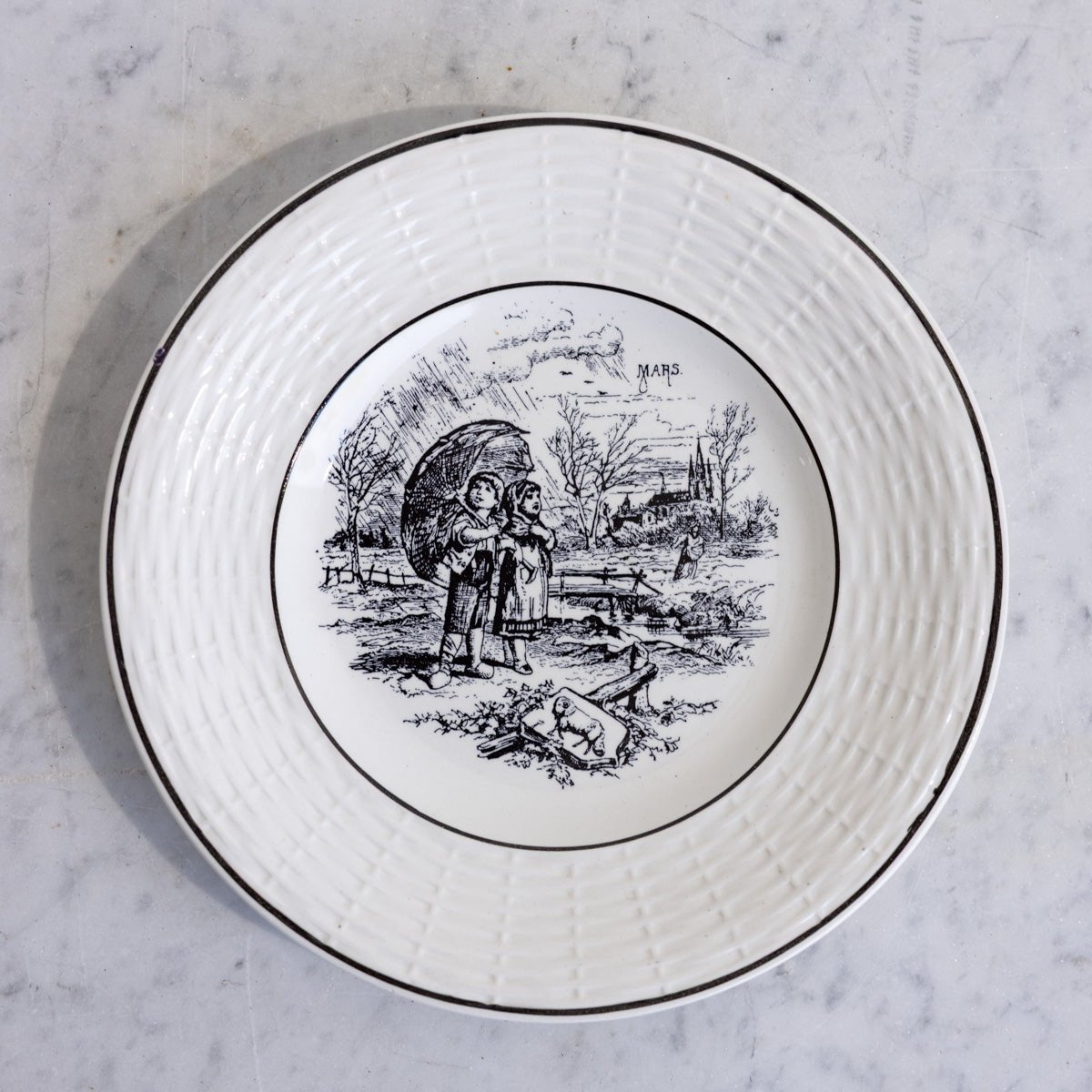 Transferware Les Mois Conversation Plate Set of 5 - elsie green - the french kitchen