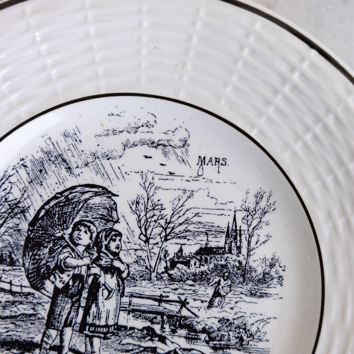 Transferware Les Mois Conversation Plate Set of 5 - elsie green - the french kitchen