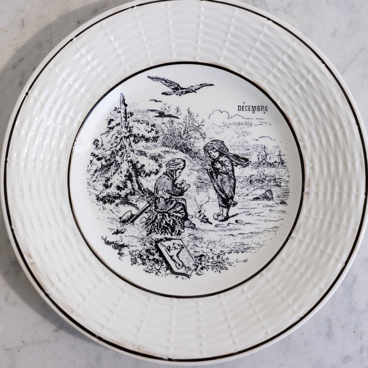 Transferware Les Mois Conversation Plate Set of 5 - elsie green - the french kitchen