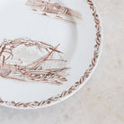 Transferware Plate With Birds, Boats & Shells Set Of 8 - elsie green - The French Kitchen