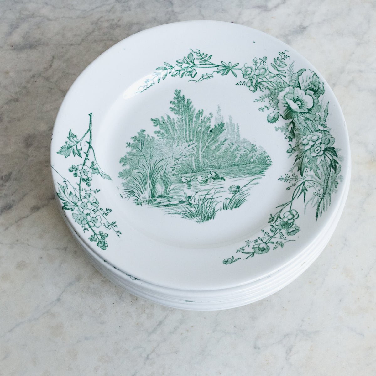 Transferware Plate With Ducks Set Of 12 - elsie green - The French Kitchen