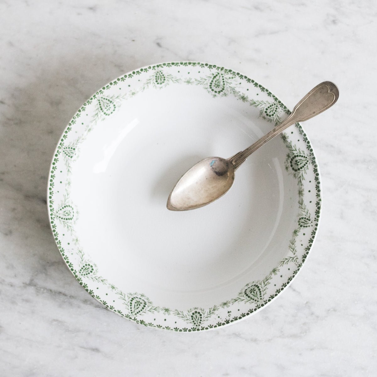 Transferware Serving Bowl with Silver Serving Spoon - elsie green - The French Kitchen