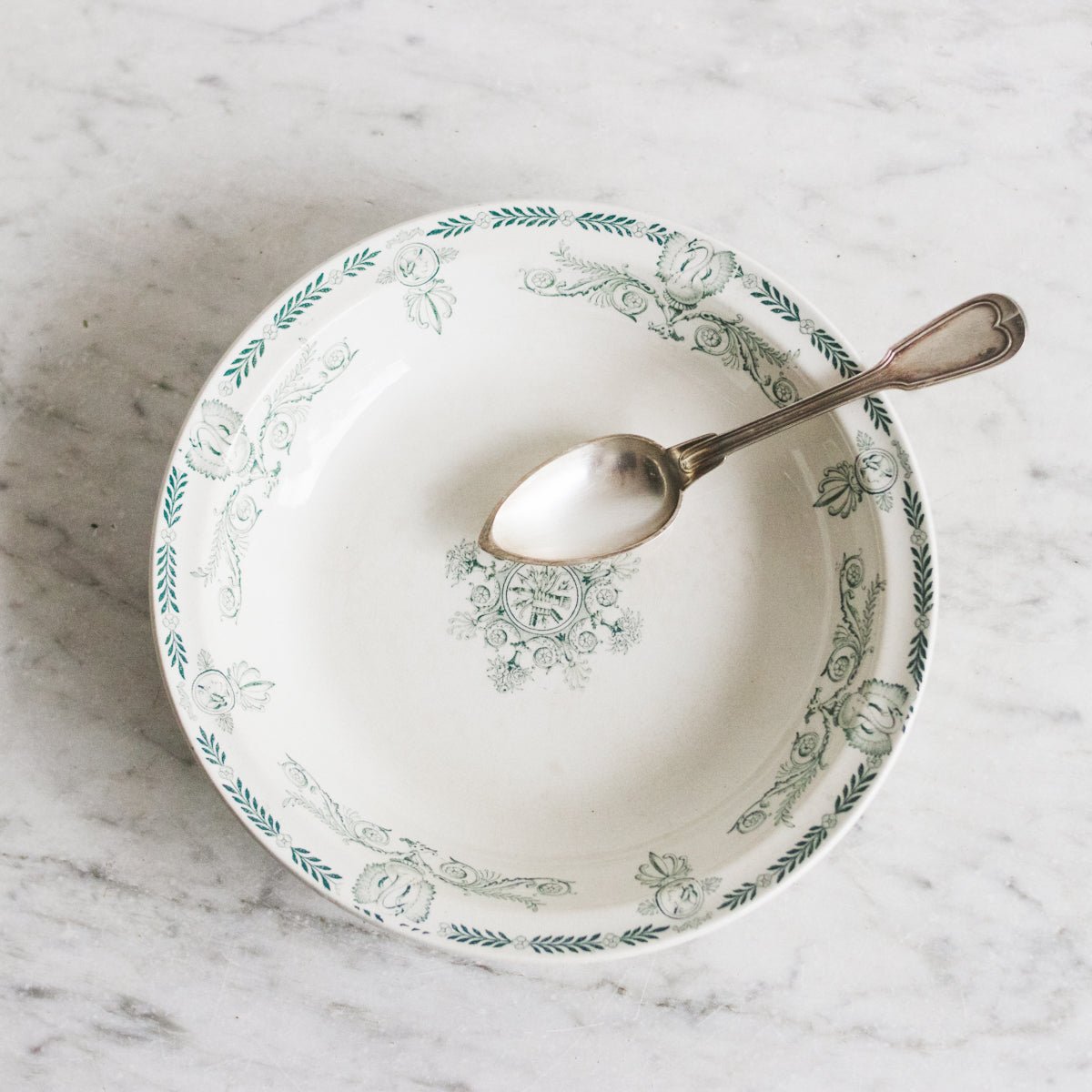 Transferware Serving Bowl with Silver Serving Spoon - elsie green - The French Kitchen