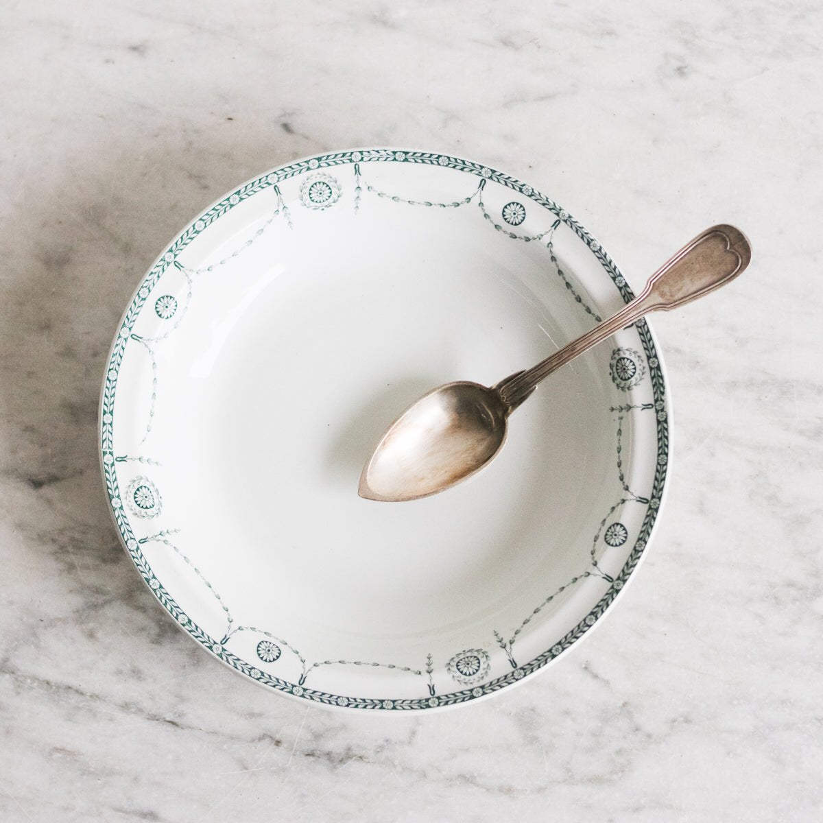 Transferware Serving Bowl with Silver Serving Spoon - elsie green - The French Kitchen