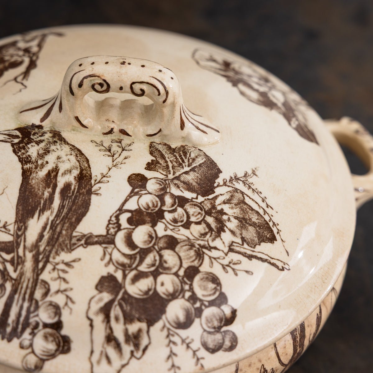 Transferware Tureen with Bird and Vines - elsie green - the french kitchen