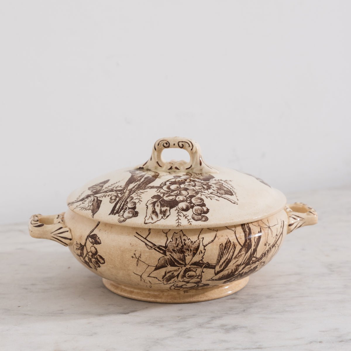 Transferware Tureen with Bird and Vines - elsie green - the french kitchen
