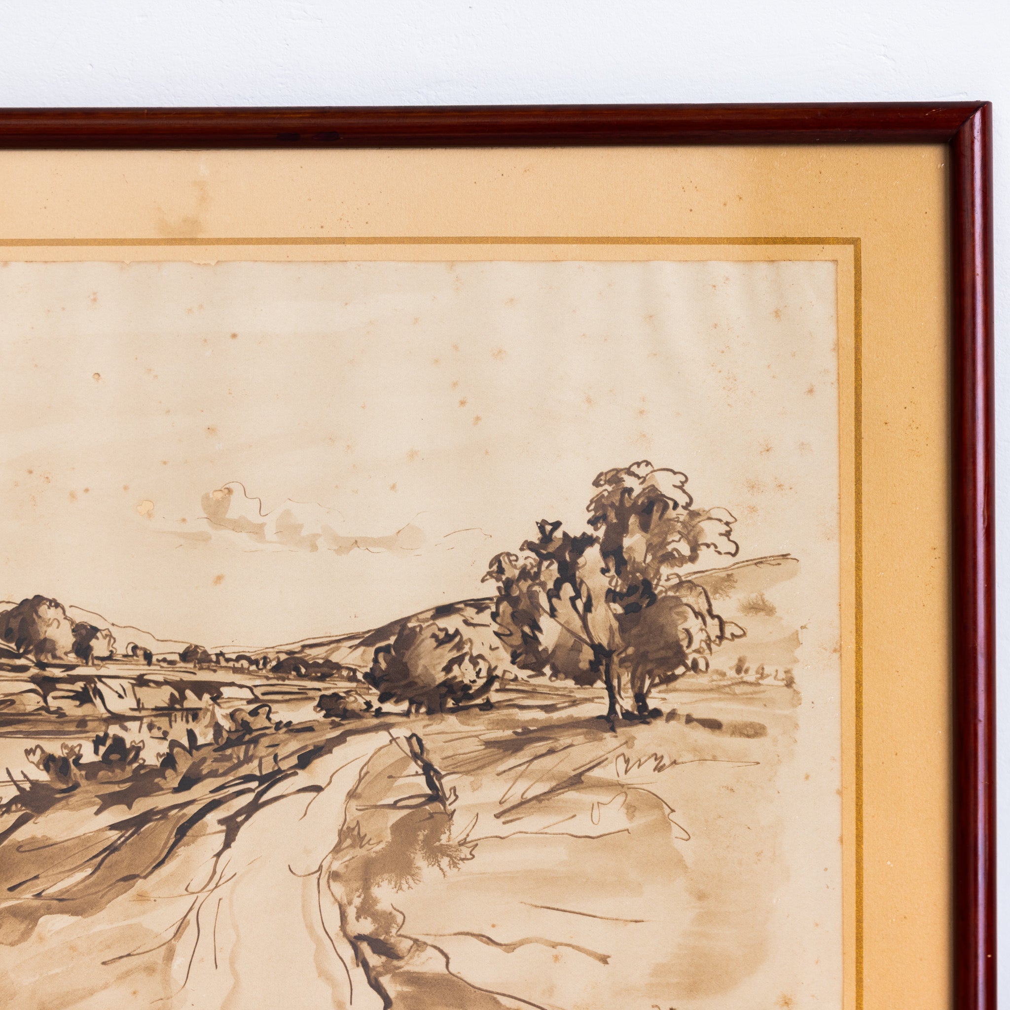 Tree Lined Path Ink Drawing - elsie green - art