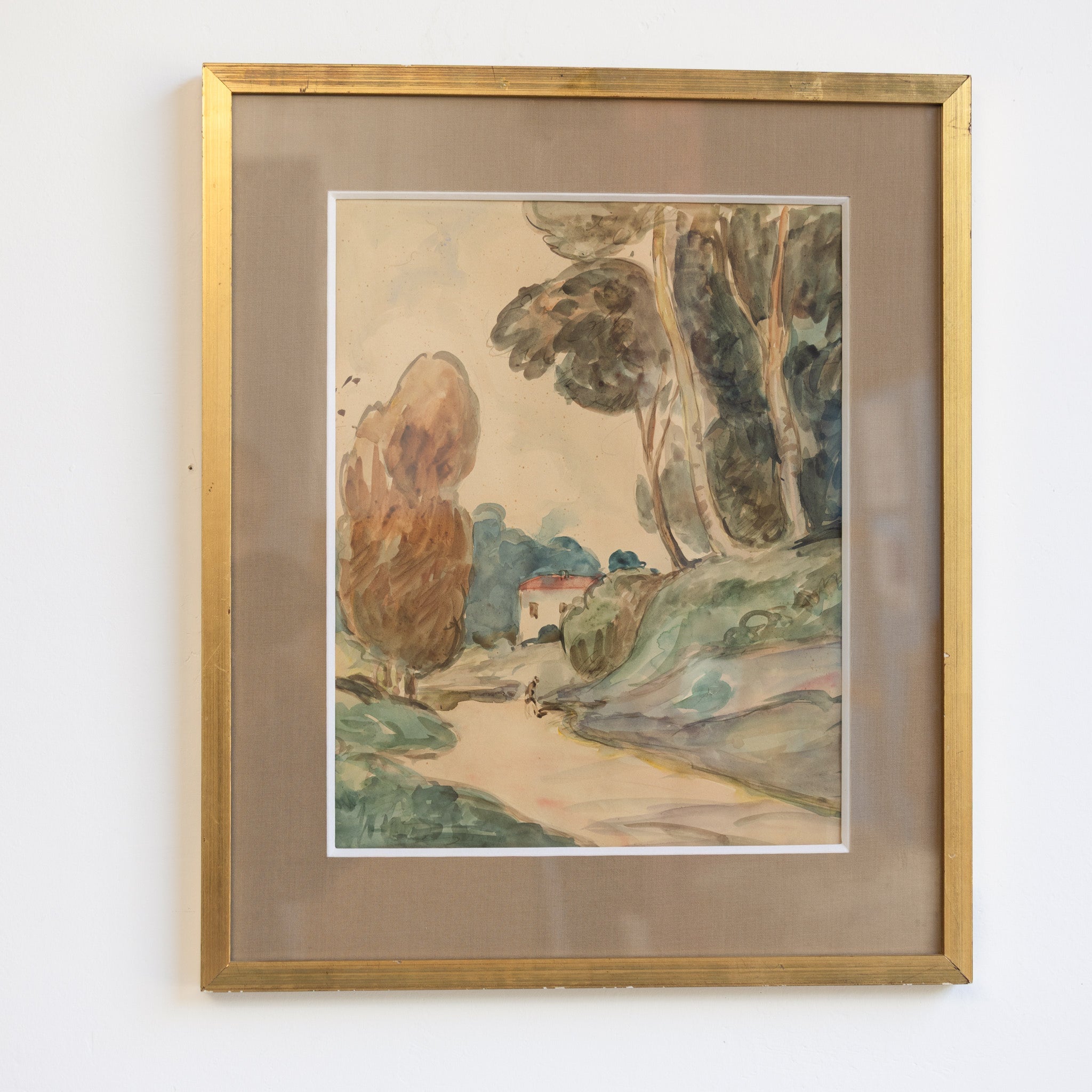 Tree Lined Path Watercolor Painting - elsie green - art
