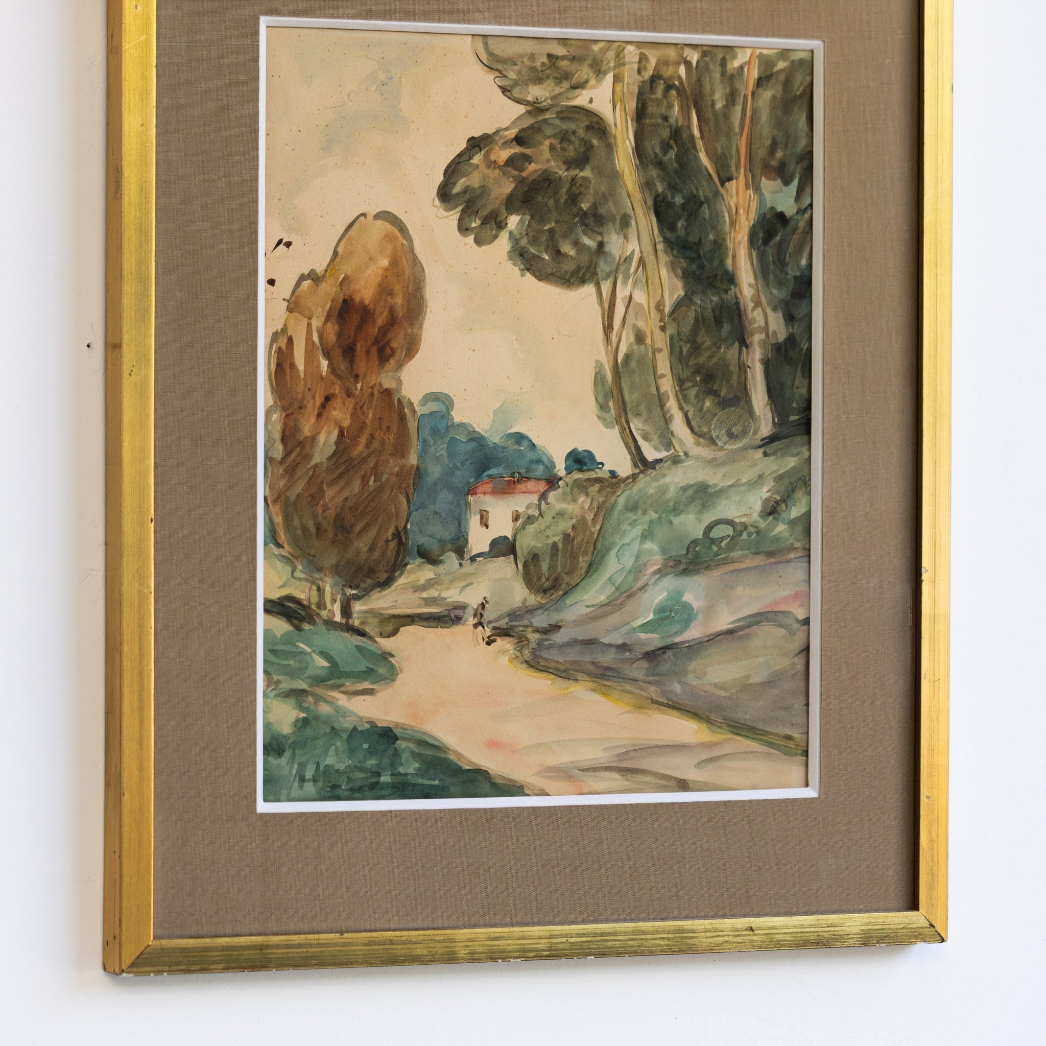 Tree Lined Path Watercolor Painting - elsie green - art