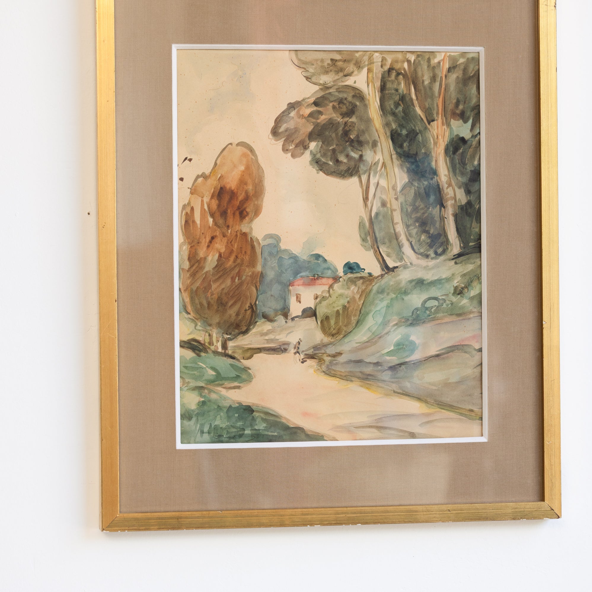 Tree Lined Path Watercolor Painting - elsie green - art