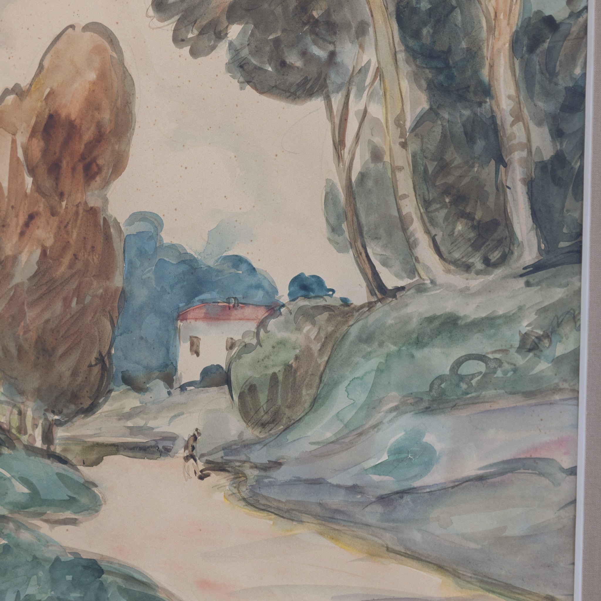 Tree Lined Path Watercolor Painting - elsie green - art