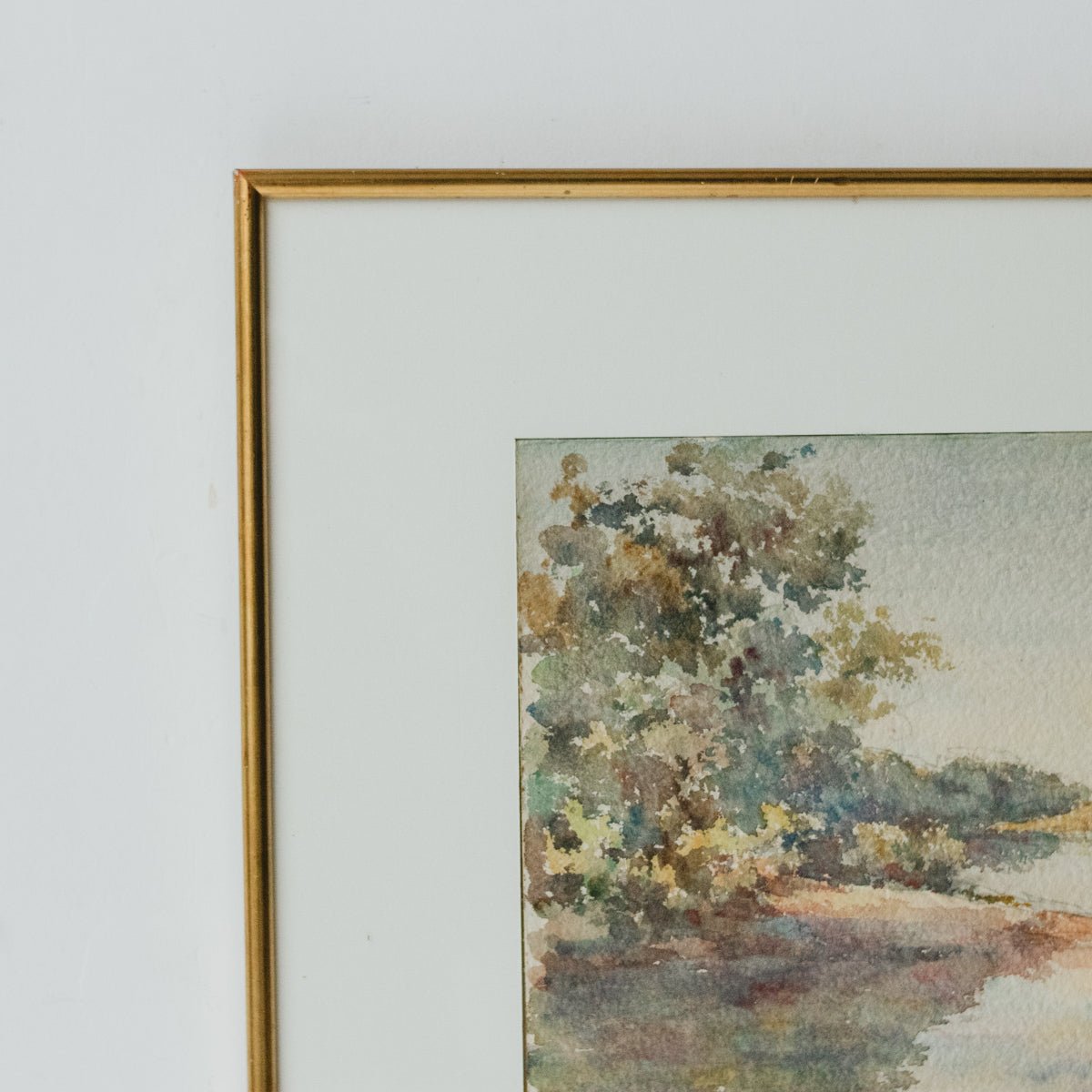 Tree Lined Pond Watercolor Painting - elsie green - art