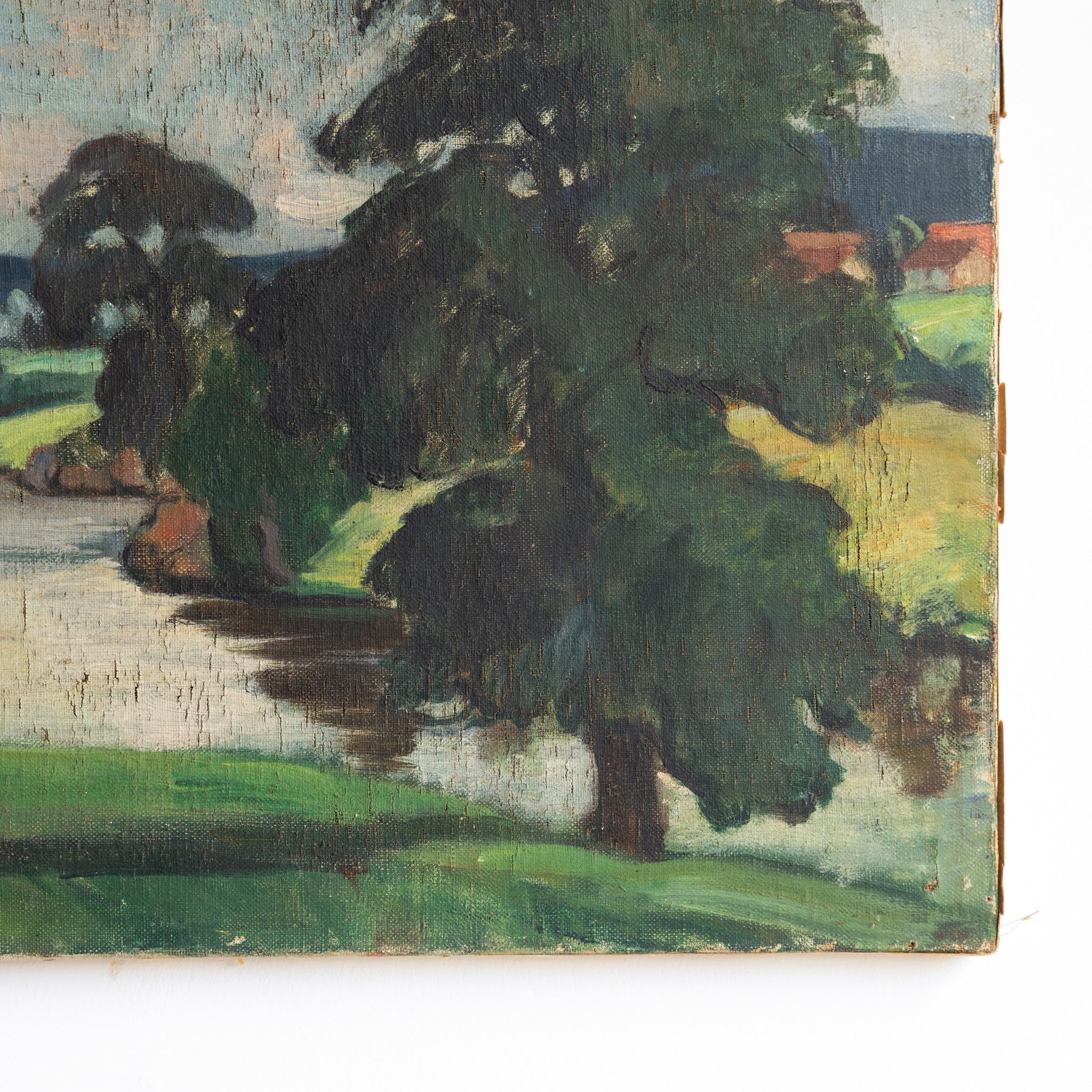 Trees by the Stream Oil Painting - elsie green - art