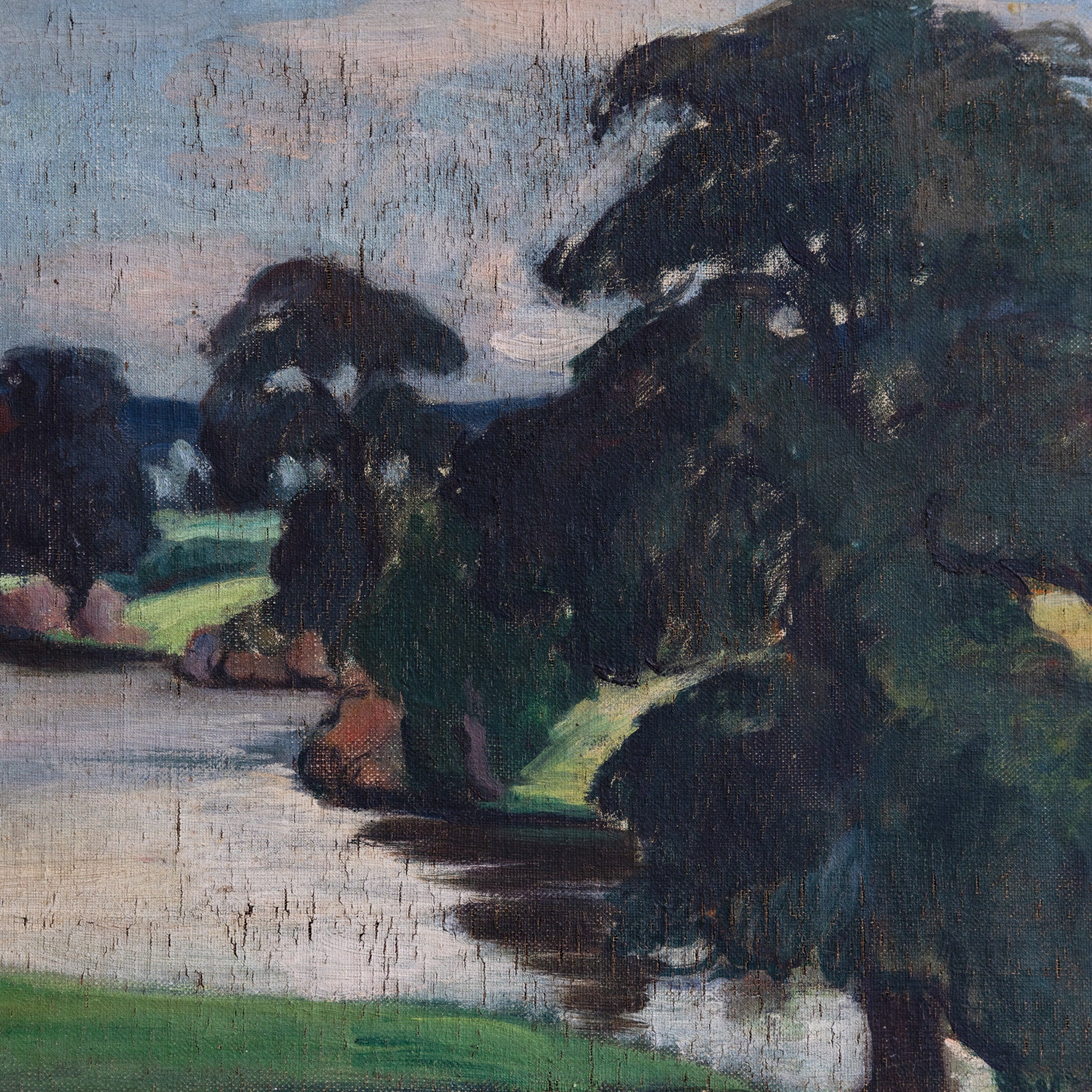 Trees by the Stream Oil Painting - elsie green - art