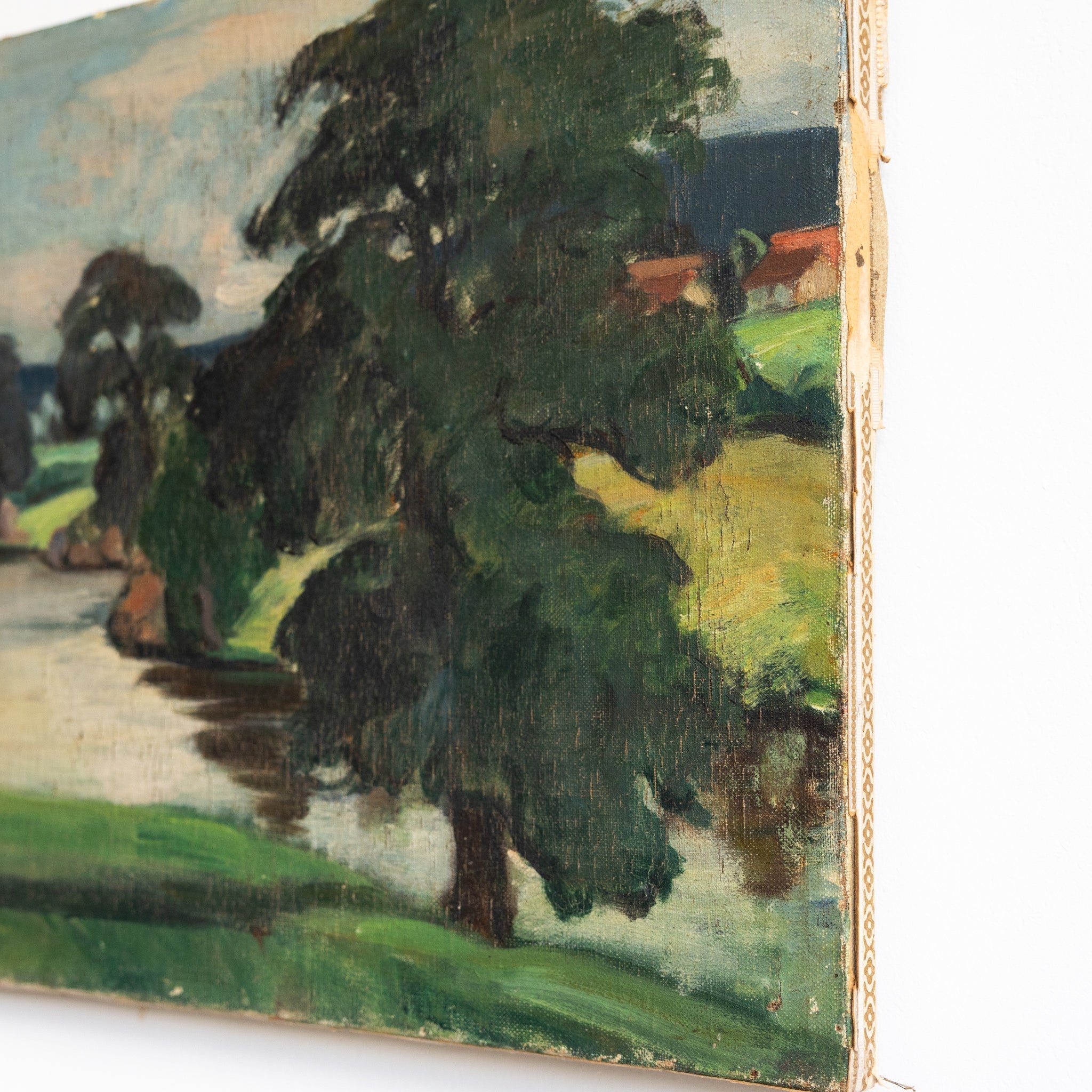 Trees by the Stream Oil Painting - elsie green - art
