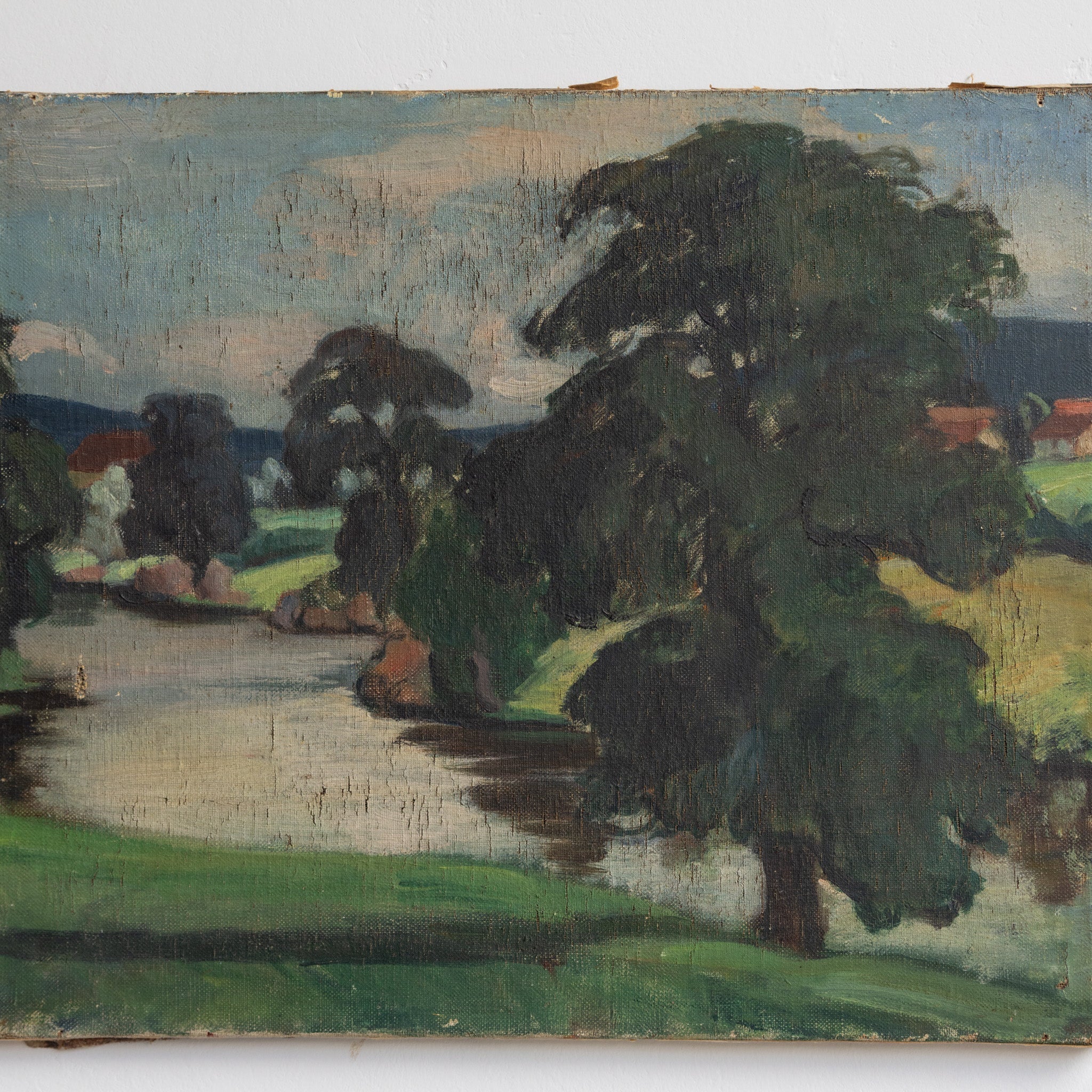 Trees by the Stream Oil Painting - elsie green - art