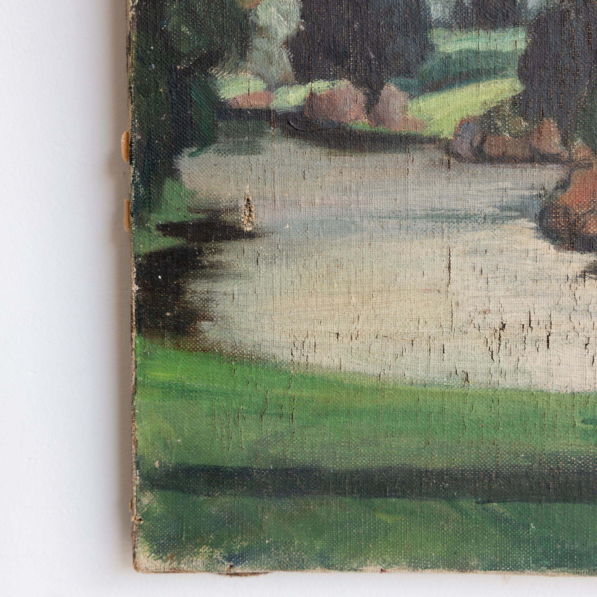 Trees by the Stream Oil Painting - elsie green - art