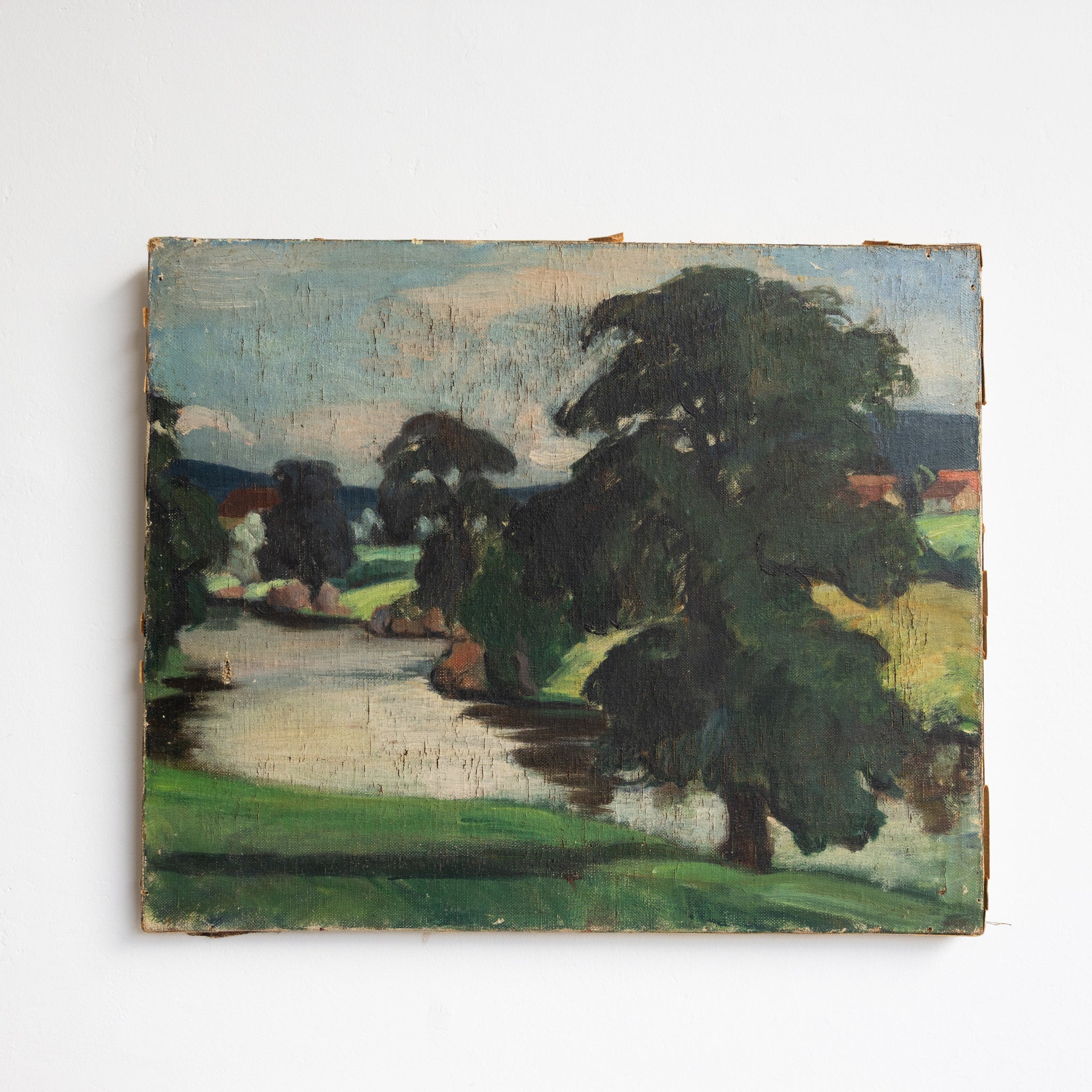 Trees by the Stream Oil Painting - elsie green - art