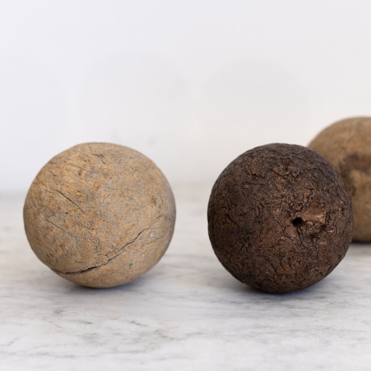 Trio of Antique Wood Game Balls - elsie green - decor