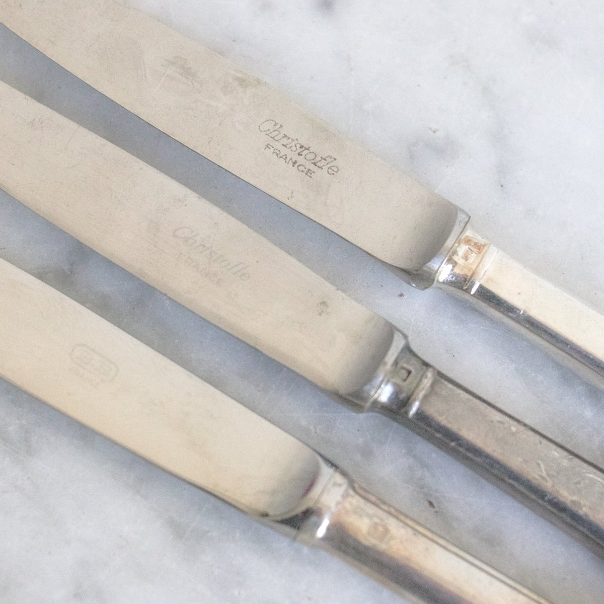 Trio of Christofle Hotel Silver Knives - elsie green - the french kitchen