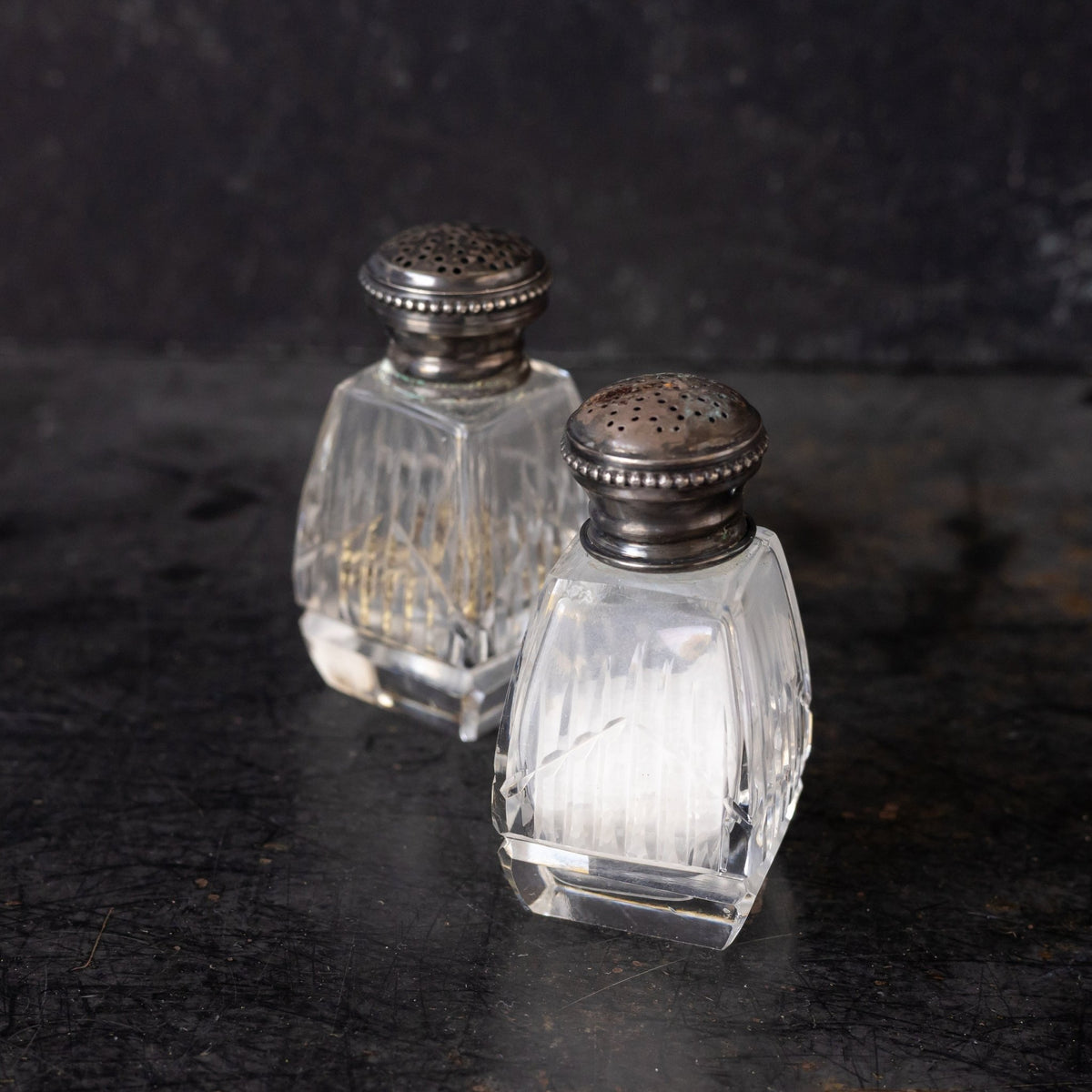 Trio of Crystal and Sterling Shakers - elsie green - the french kitchen