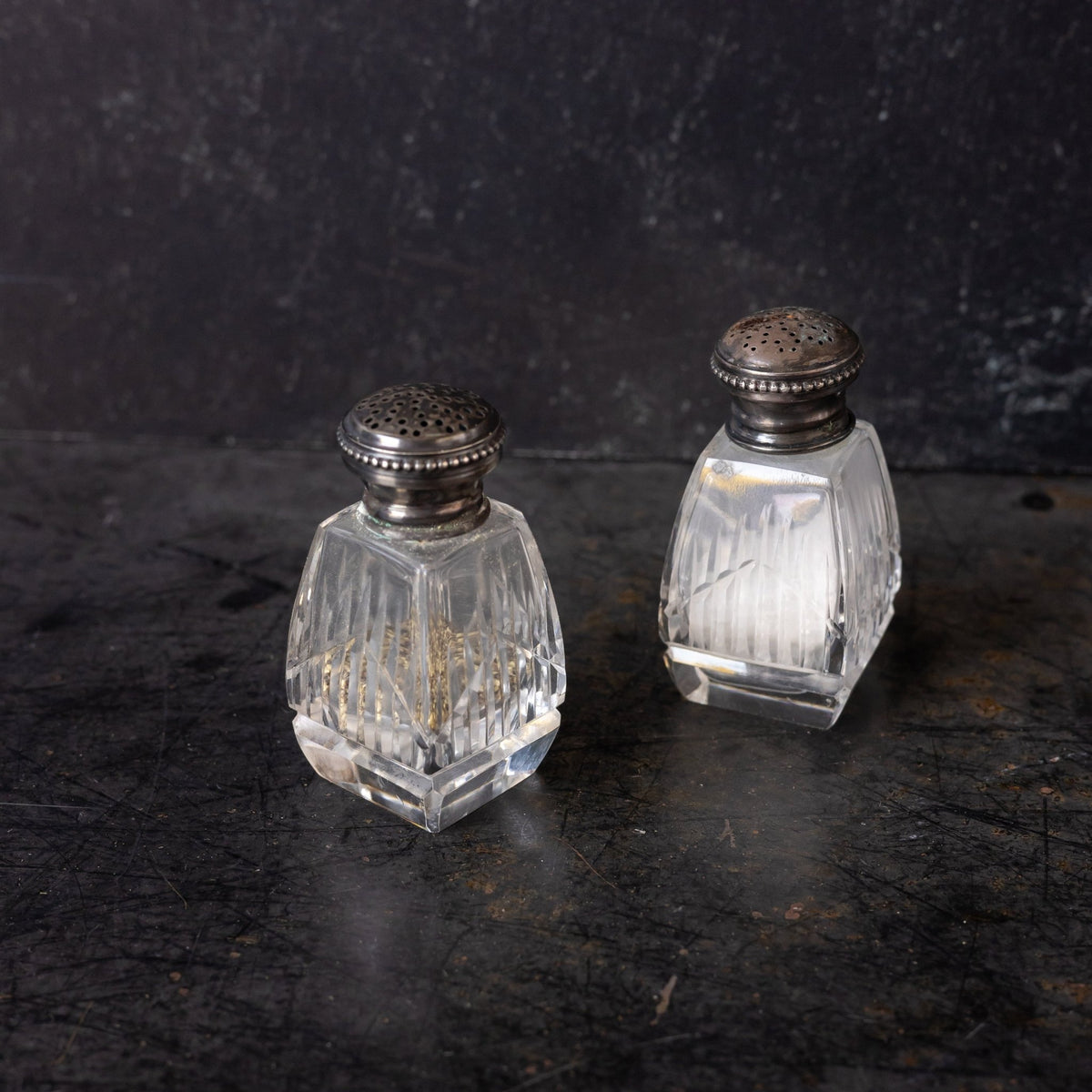 Trio of Crystal and Sterling Shakers - elsie green - the french kitchen