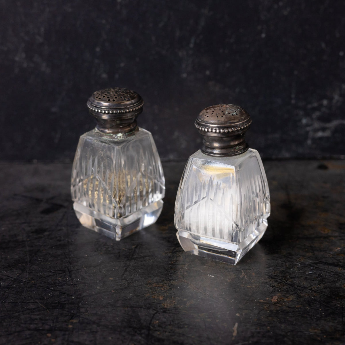 Trio of Crystal and Sterling Shakers - elsie green - the french kitchen