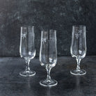 Trio of Grape Cluster Etched Champagne Flutes - elsie green - the french kitchen