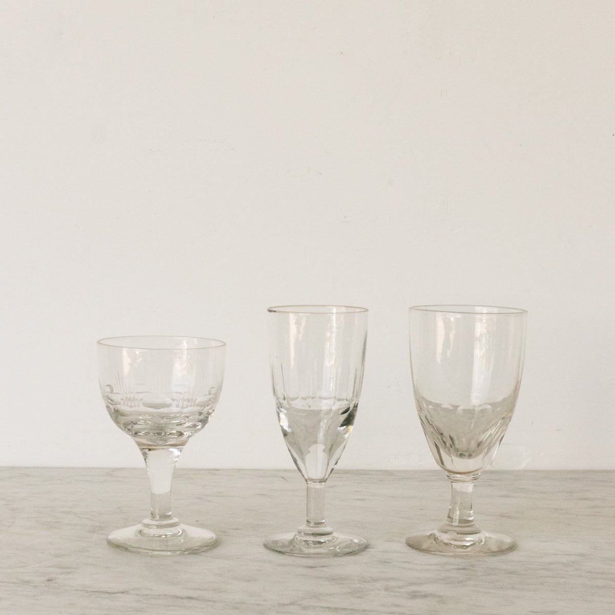 Trio of Hand Cut Glasses - elsie green - the french kitchen