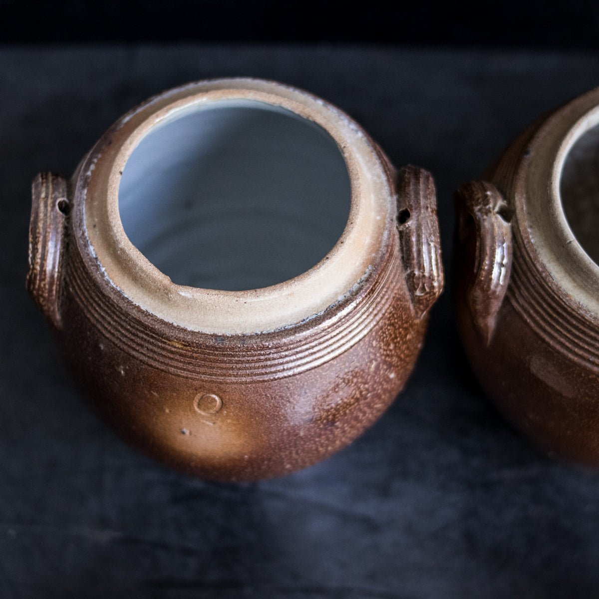 Trio Of Petite Stoneware Crocks | Brown - elsie green - The French Kitchen