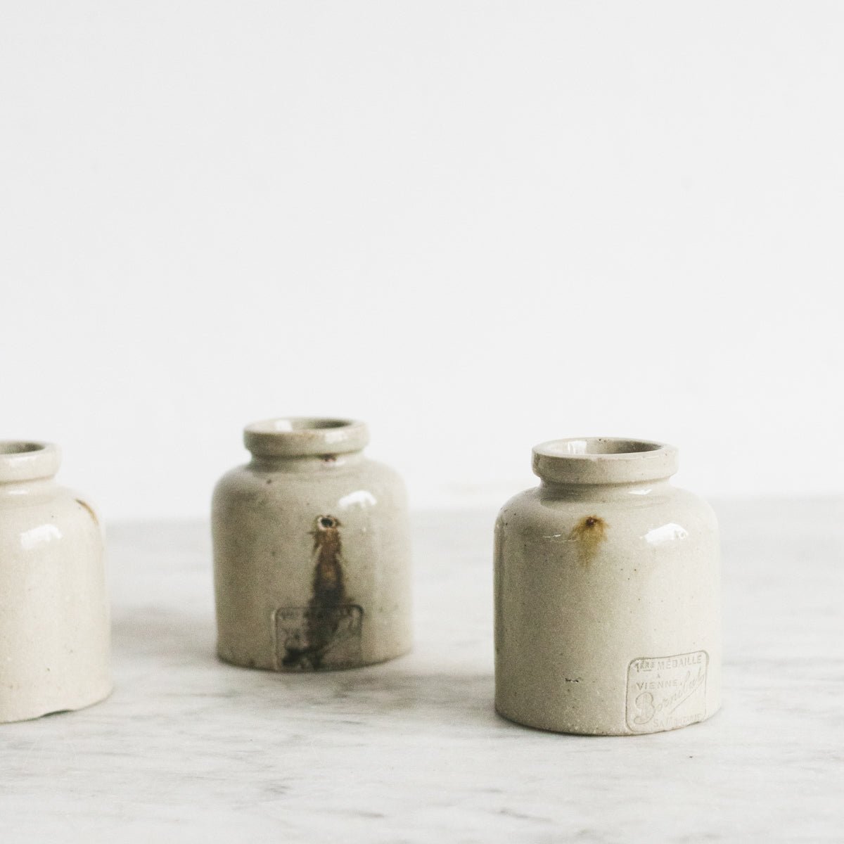Trio of Petite Stoneware Mustard Pots - elsie green - The French Kitchen