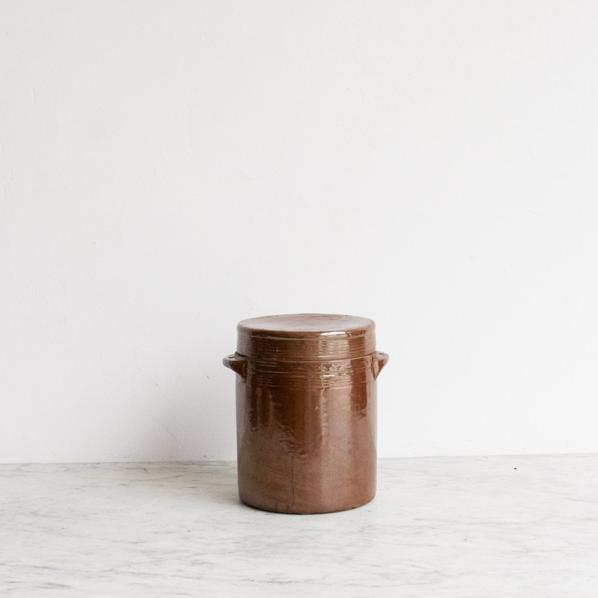 Trio Of Stoneware Crocks With Lids | Brown - elsie green - the french kitchen