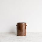 Trio Of Stoneware Crocks With Lids | Brown - elsie green - the french kitchen