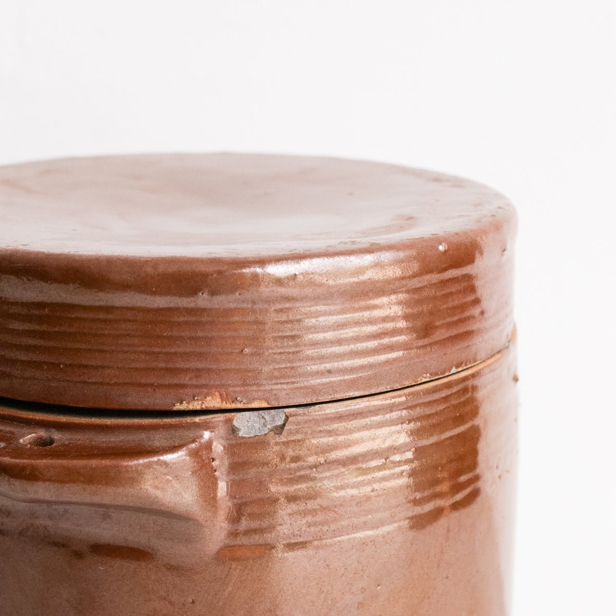 Trio Of Stoneware Crocks With Lids | Brown - elsie green - the french kitchen